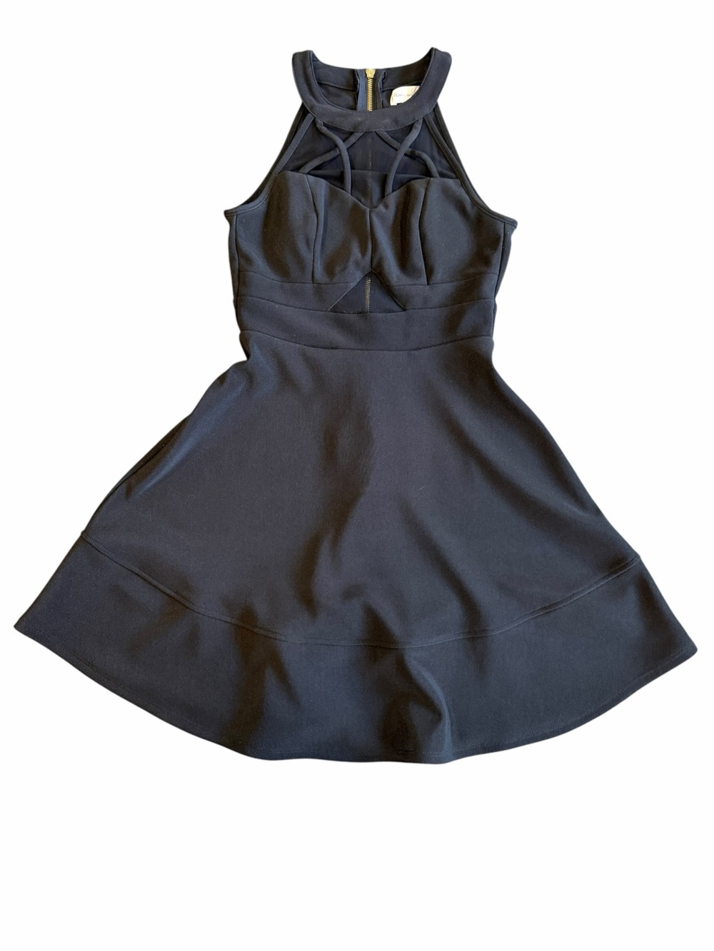 Honey and Rosie Black Cage Neck Fit & Flare Party Dress Small